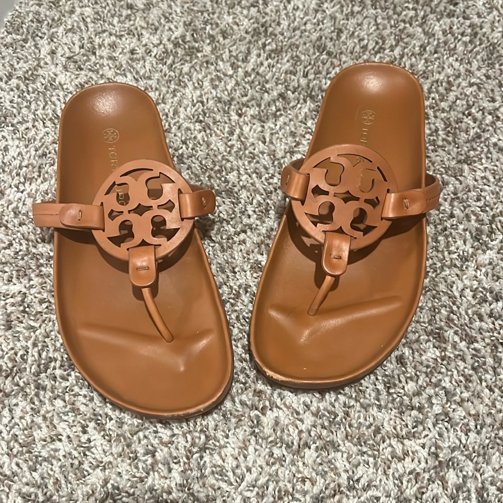 Tan Tory Burch Cloud Sandals